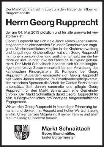 Traueranzeige von Georg Rupprecht von Pegnitz-Zeitung